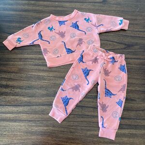 Jurassic World Dominion Kids Dinosaur Sweat Set - Pink and Blue size 18 months